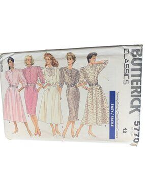 Butterick Misses Dress Sewing Pattern Size 12 5770 Uncut 1980s